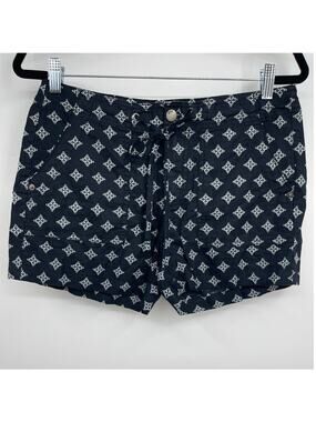 Gap Womens Black Geometric Print Chino Shorts Beach Lounge With Pockets Size 2